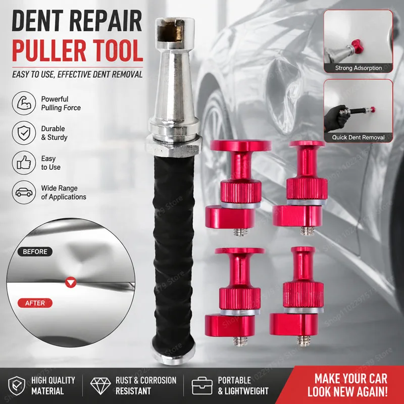 

5Pieces Handheld AntiSlip Car Dent Repair Pull Hammer Sheet Metal Body Hail Pit Puller Multi-Specification Pull Head Repair Tool