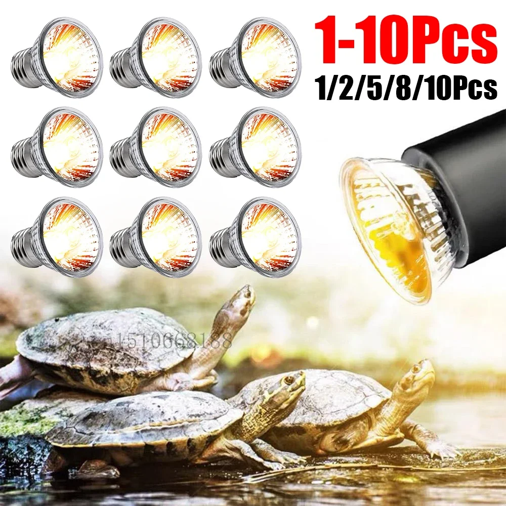 1-10Pcs 25/50/75W UVA+UVB Reptile Lamp Bulb Turtle Basking UV Light Bulbs Heating Light Full Spectrum Sunlamp for Amphibians