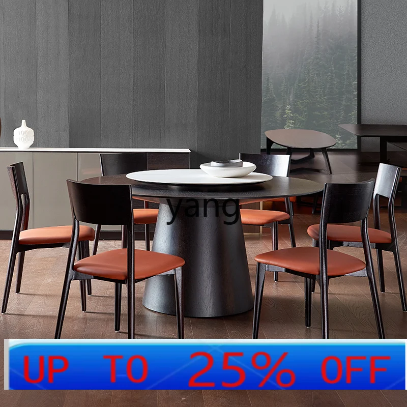 

lmm simple modern household light luxury rock slab dining table and chair combination round table