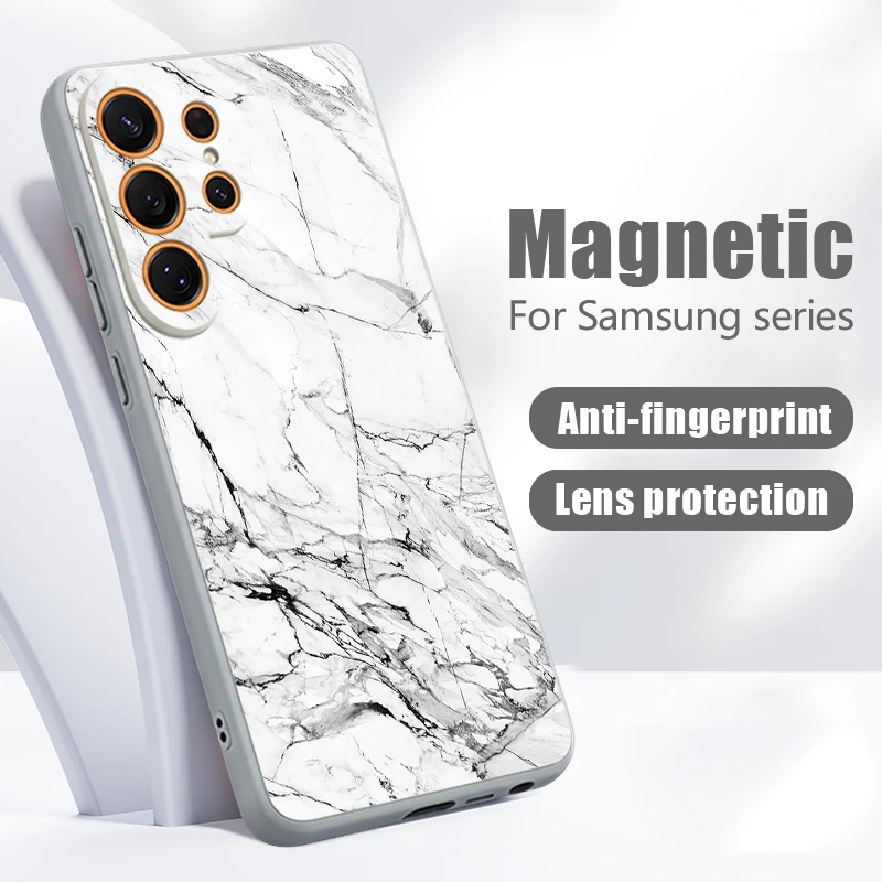 Marble Printed Magnetic Phone Case For Samsung Galaxy S26 S25 Ultra S25 S24 S23 FE A57 A56 A37 A17 A55 A15 A36 A35 5G Hard Cover