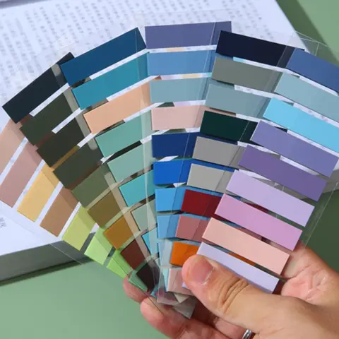 PET Morandi Färg Genomskinlig Bekvämlighetsklistermärke Märkningsindexklistermärke, Avlång Form, med Indexflikar för Organisering och Anteckningar 6 best sales indexklistermärken - №6