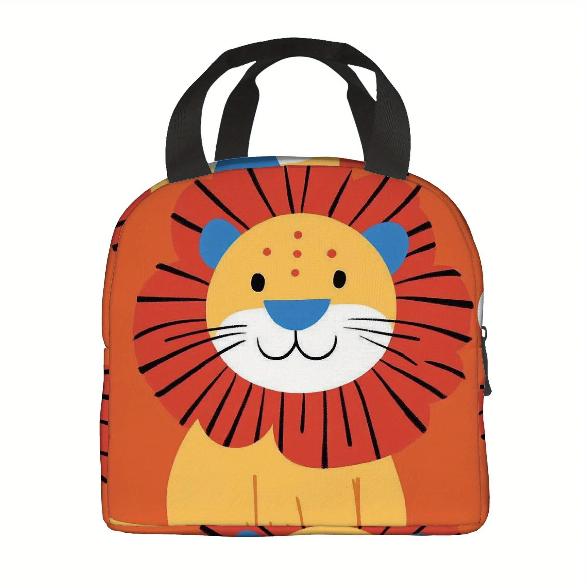 

1pc Thermal Insulated Bag with Cute Lion Design Orange Background Non-Food Contact Thermal Insulation