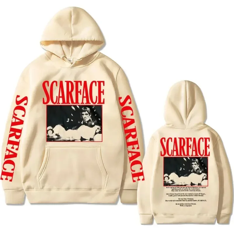 Vintage 90s Movie Scarface Tony Montana Hoodie Men Casual Vintage Pullover Man Hip Hop Hoodies Mens Fashion Oversized Sweatshirt