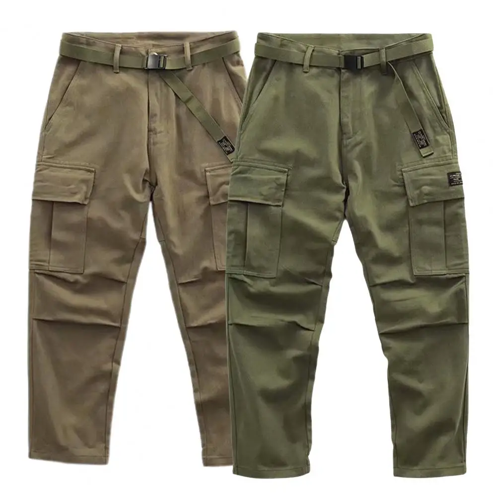 

Cargo Pants Loose Fit Elastic Waist Solid Casual Wear Multi Pocket Military Tooling Pants High Waist Long Trousers Men Clothing