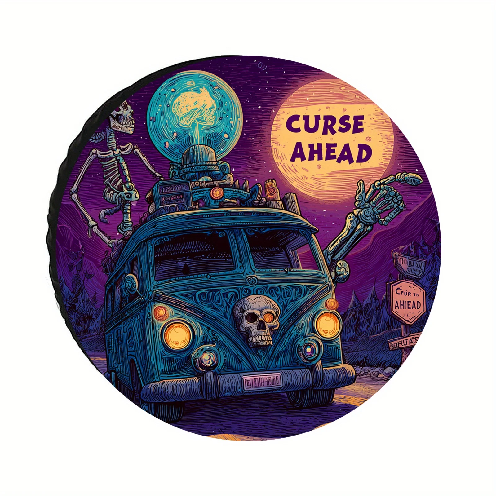 Fit Gothic Horror Van Design Tire Cover With 