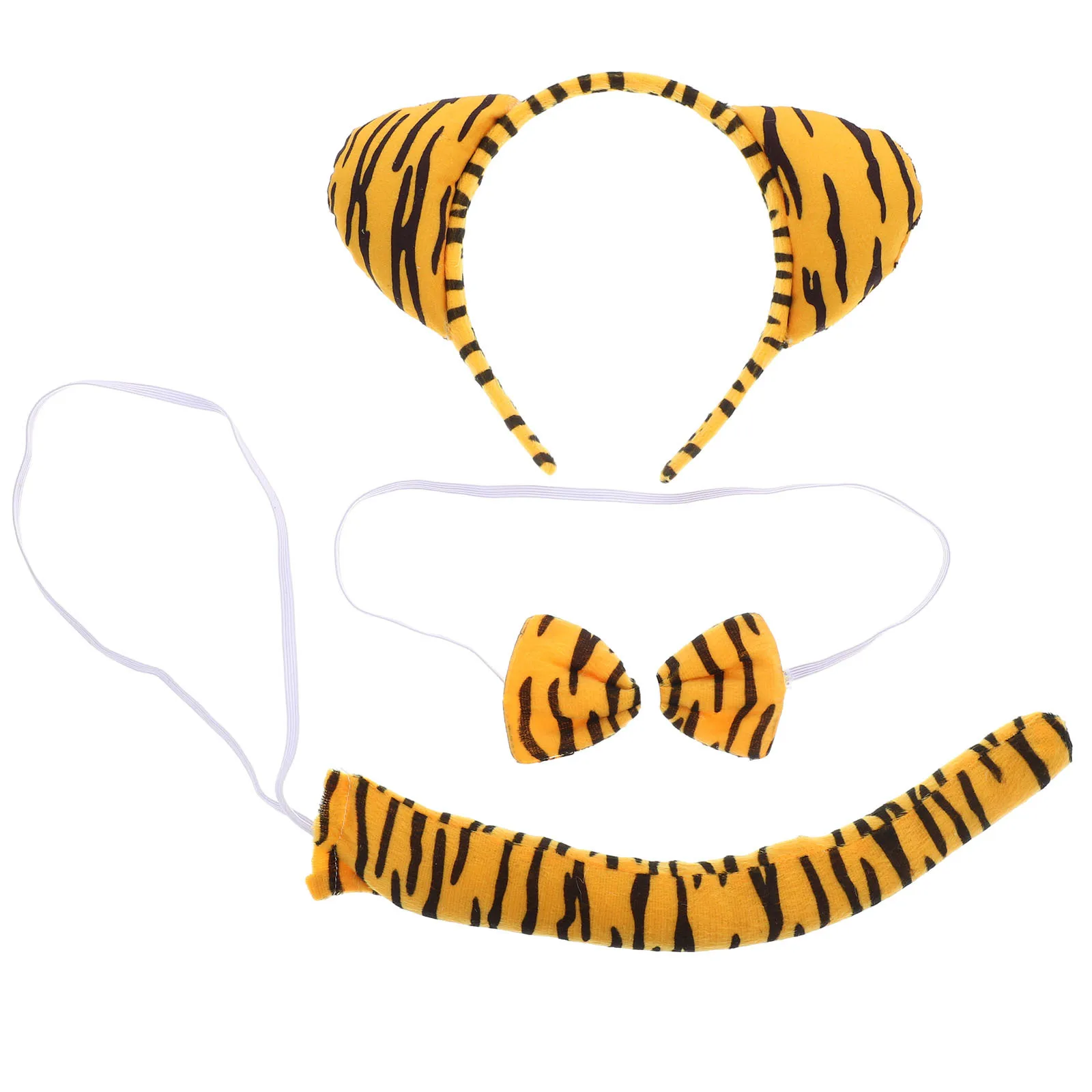 

1Set Kids Tiger Ears Headband Bowtie Small Tail Cosplay Costume Accessories Halloween Party Zoo Jungle Role Play Props