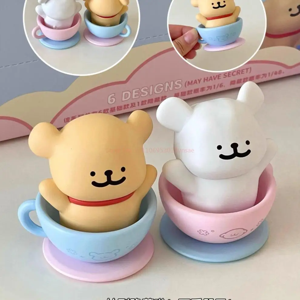 Line Puppy Blind Box Happy Series Figure Boneka Lucu Dekorasi Meja Ornamen Mainan Hadiah Ulang Tahun