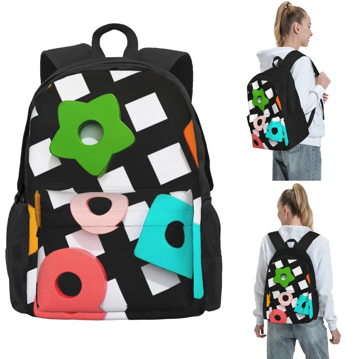 

Gemometric Pattern Backpack Hot Sale Daypack Large Capacity Boys Girls BookBag School Bag Shoulder Bags for Men Women
