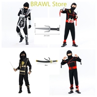 Child Ninja Costume for Kids Boys with Weapon Dragon Warrior Assassin Cosplay Costumes Invisible Outfit Carnival Fancy Party Set