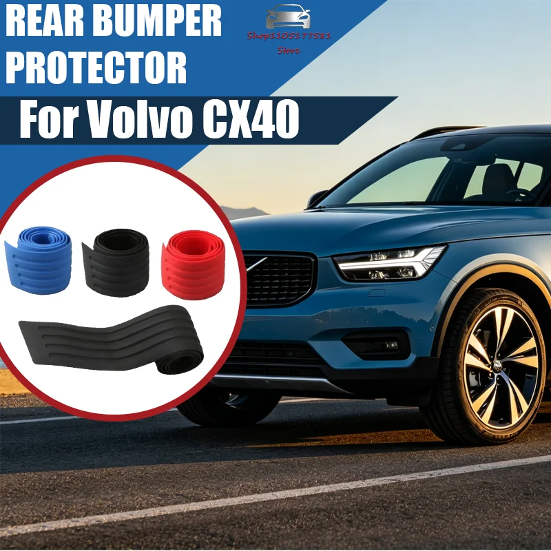 Protector de umbral de puerta trasera para Volvo CX40, protector de parachoques trasero antiarañazos, molduras de goma, embellecedor