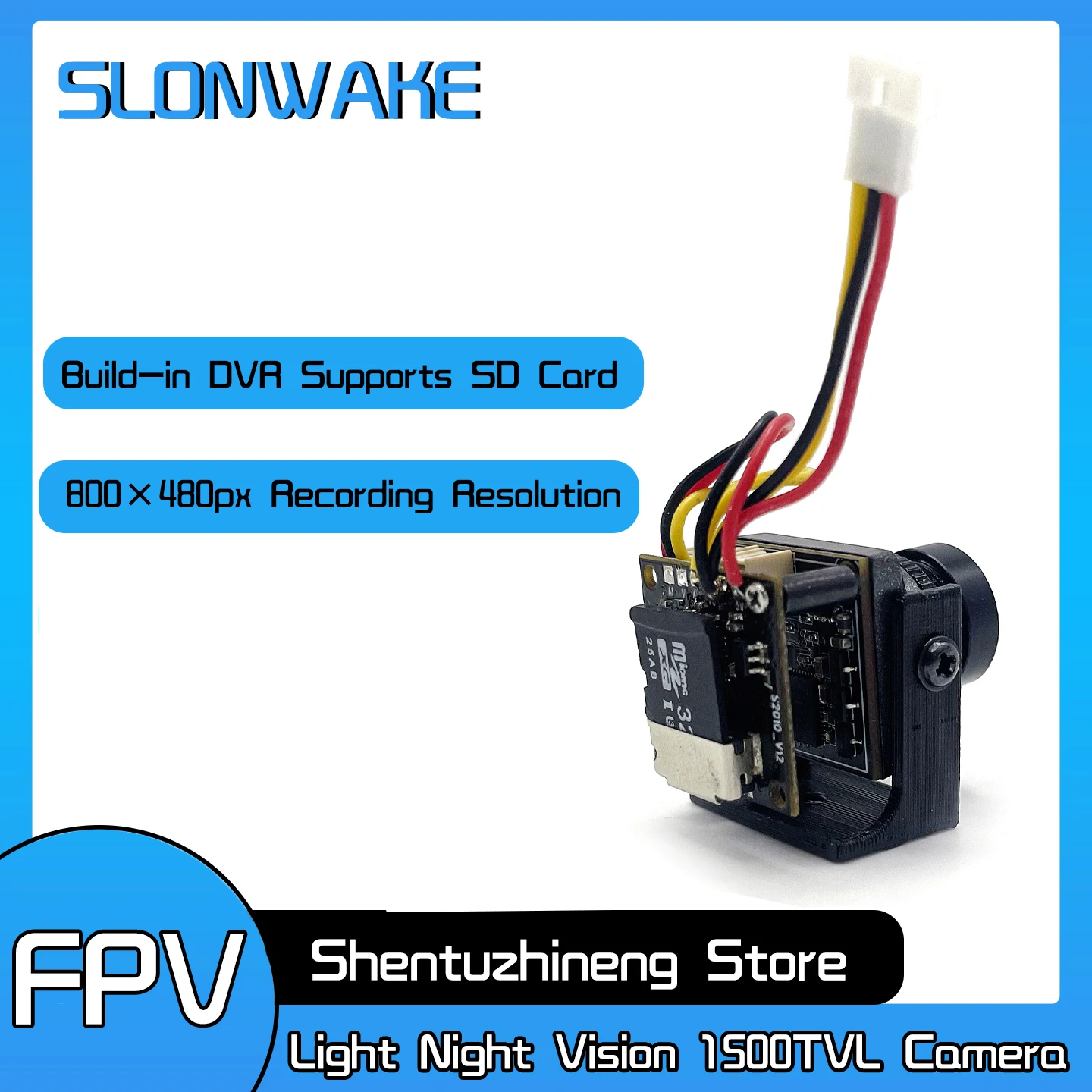 SLONWAKE 5.8G B19 PRO Mini FPV Camera 2.1mm Lens FOV135° Power 5V-30V PAL/NTSC OSD Build-in DVR For RC FPV Racing Drone
