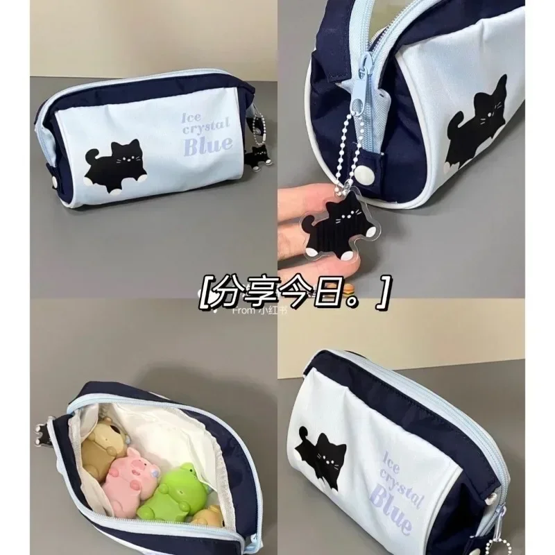 Imagem -06 - Estojo de Lápis Gato Preto Bolsa de Armazenamento de Papelaria de Alta Capacidade Bolsa de Escola Estudantil Coreano Menino e Menina Peça