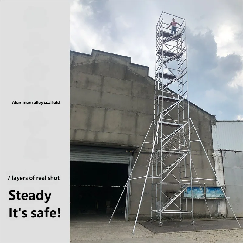 Perancah aluminium alloy portabel FOB, instalasi cepat, untuk dekorasi lokasi konstruksi, platform bergerak, tangga