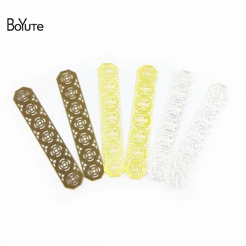 BoYuTe (30 Pieces/Lot) 82*15MM Metal Brass Stamping Plate Filigree Diy Hand Made Jewelry Findings Components