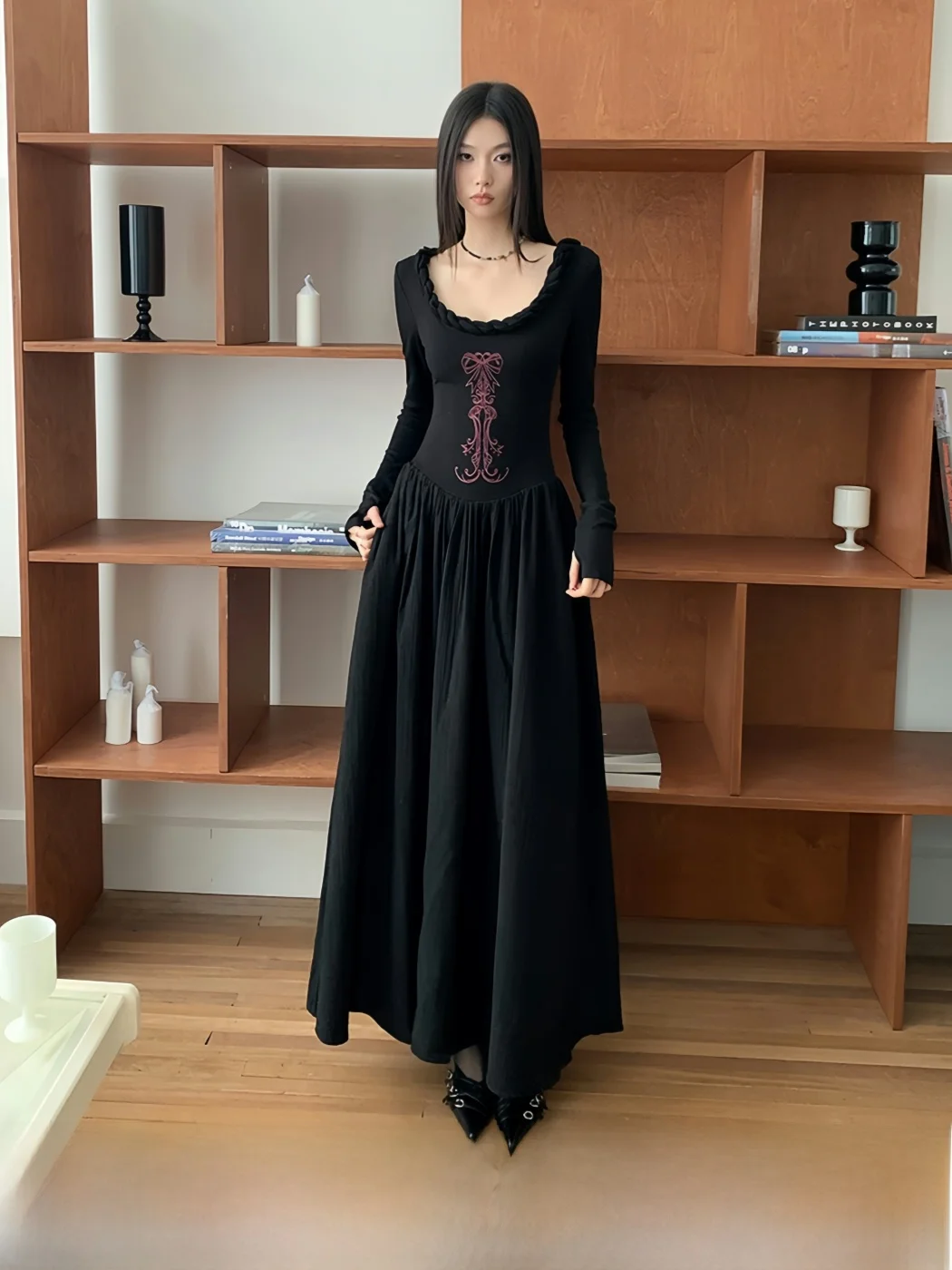 

Новое китайское вечернее платье MOXI в стиле ретро с вышивкой и длинными рукавами, весеннее, с пэчворком