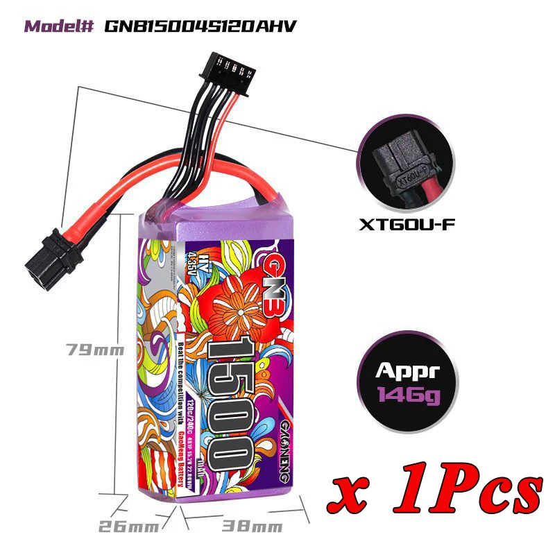1/2Set GNB 4S 6S 1100/1300/1500/1850mAh 15.2V 22.8V 120C Met XT60 voor FPV Drone Helikopter Vliegtuig Oplaadbare Lipo Batterij
