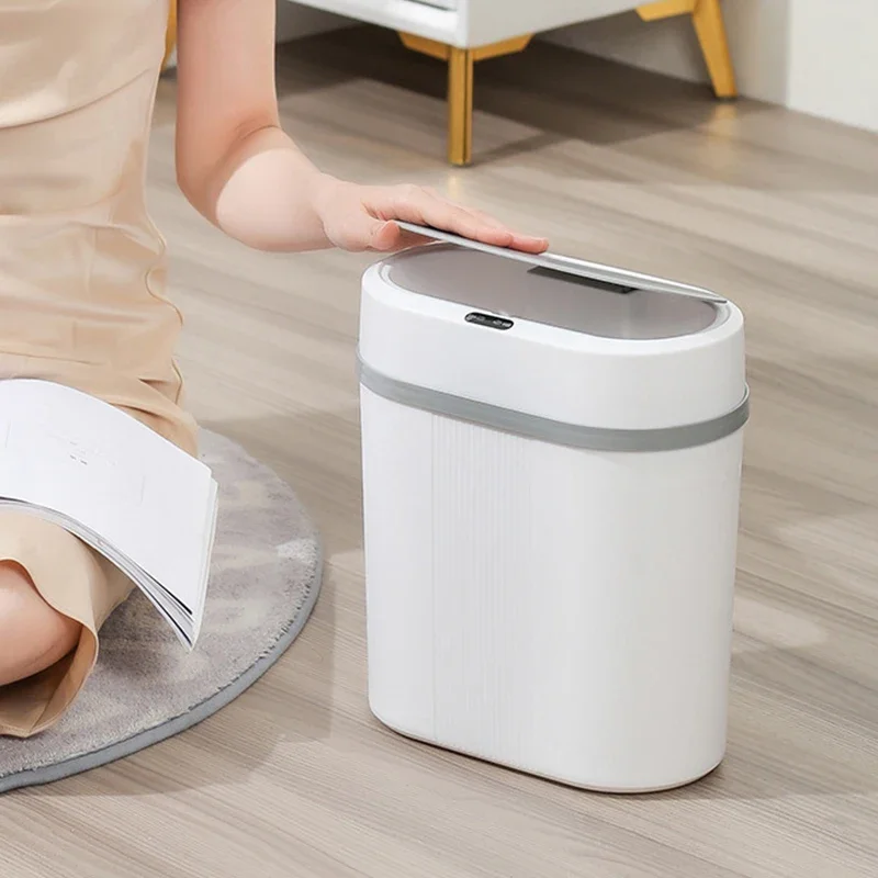 Lixeira inteligente para uso doméstico lixeira de indução de 12L lata de lixo de banheiro de cozinha de grande capacidade lixeira automática vertical inteligente de indução automática