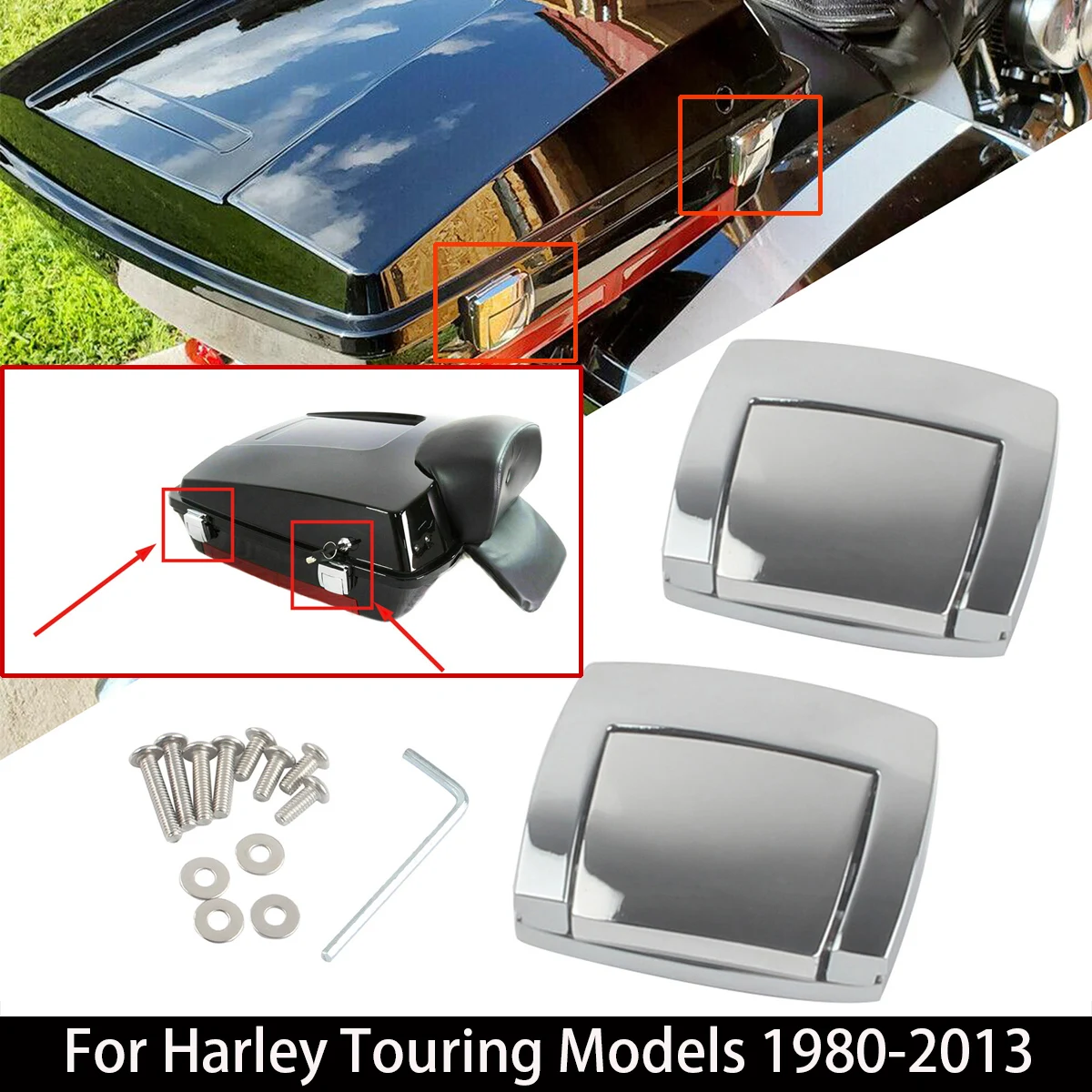 For Harley touring models with king tour pack 1980-2013 Chrome Black Motorcycle Pack Trunk Lock Latches