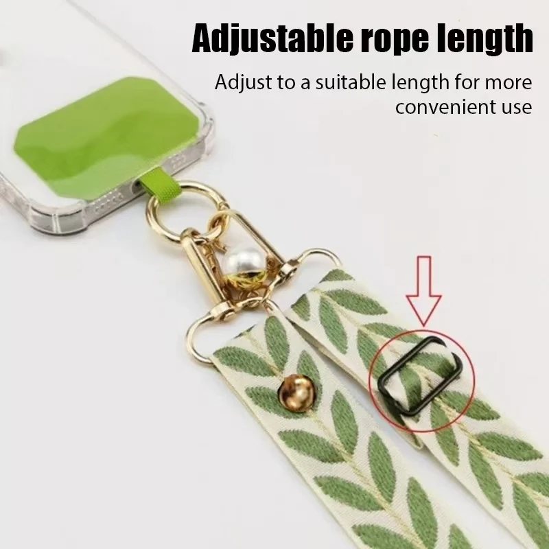 قابل للتعديل طويل الهاتف المحمول الحبل Crossbody بطاقة الرقبة الحبل كليب شنق الحبل اللؤلؤ حلي معلقة سحر مكافحة خسر الحبل