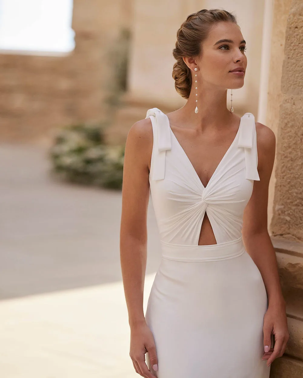 Customized Charming Wedding Dresses White with Cape Bridal Gowns Two Pieces Bride Dresses Sleeveless Wedding Gowns Back Out