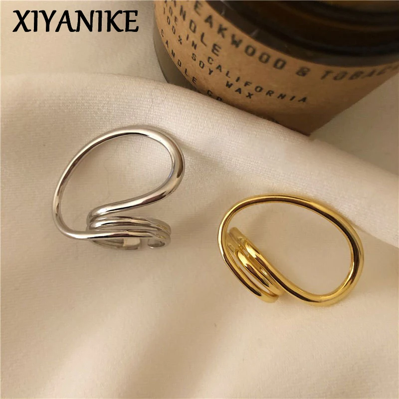 

XIYANIKE Irregular Exaggerated Big Circle Twist Cuff Finger Rings For Women Fashion New Jewelry Gift Party anillos mujer