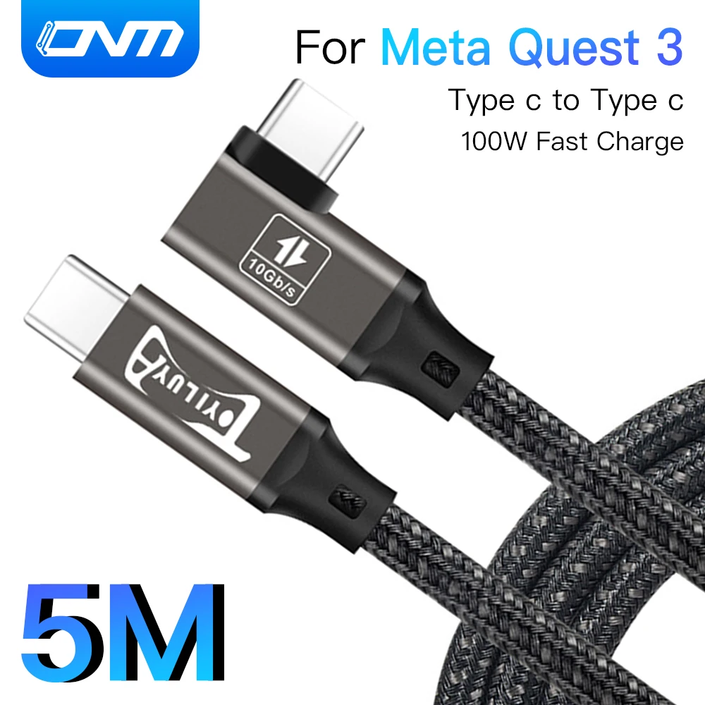 

5M Data Line Charging Cable for Meta Quest 3/2 USB 3.0 Data Transfer 100W Quick Charge for Oculus Quest 3 Charging Accessories