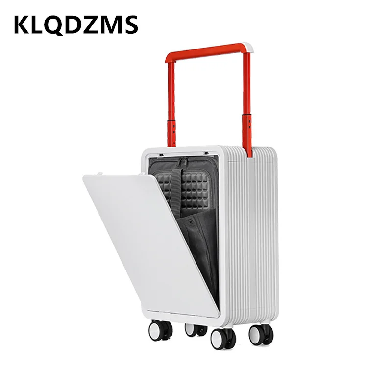 KLQDZMS Suitcase with Wheels Suitcase High Quality Front Opening Laptop Boarding Case PC Trolley Case 20 Inches Hand Luggage