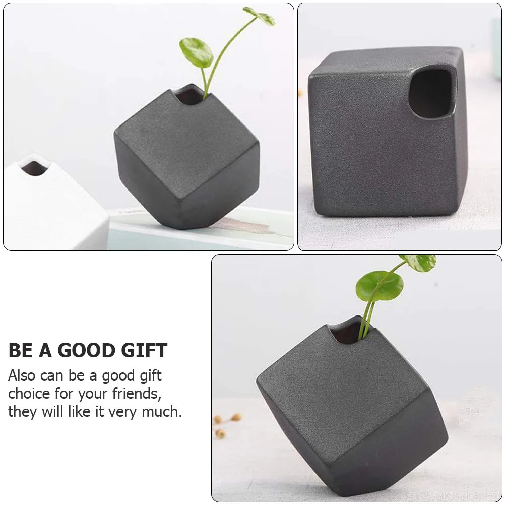 

Black Ceramics Vase Desktop Hydroponics Flower Container Tabletop Living Room Decorative Vase Flower and Plant Container
