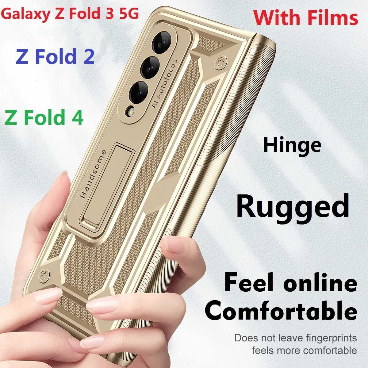 Solid color hinged folding case for Samsung fold5 4 phone case Samsung W21 fold3 2 Iron Armor all-inclusive shell