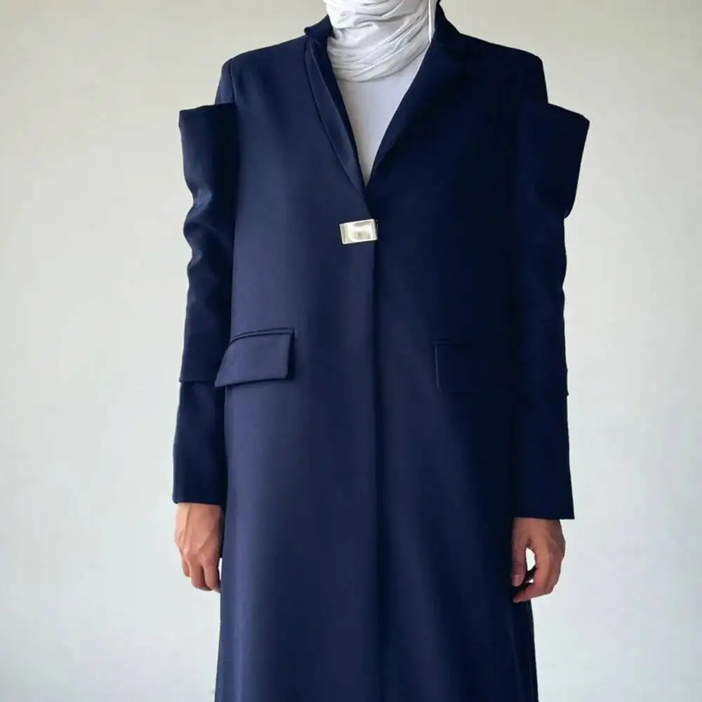 BJTZ Temperamento Giacca da donna elegante con scollo a V Giacca da donna a maniche lunghe da ufficio alla moda allentata di media lunghezza