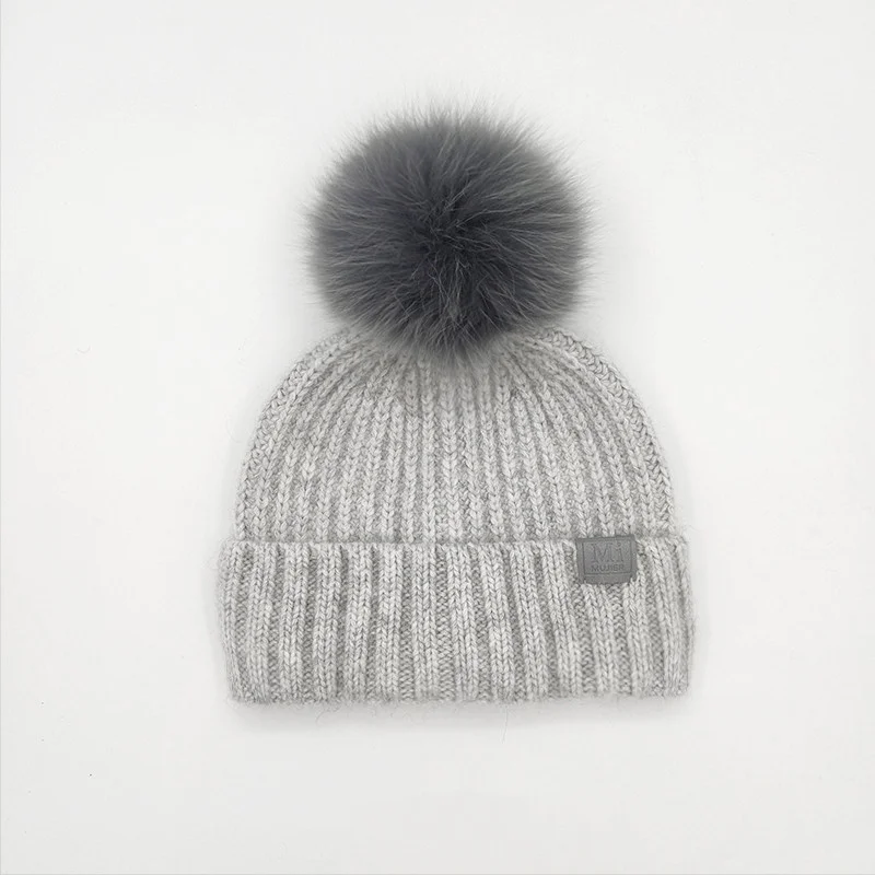 

Новая шапка с помпоном из натурального натурального лисьего меха, модные дорожные шапки для женщин и девочек, высококачественные шерстяные вязаные зимние теплые женские шапки