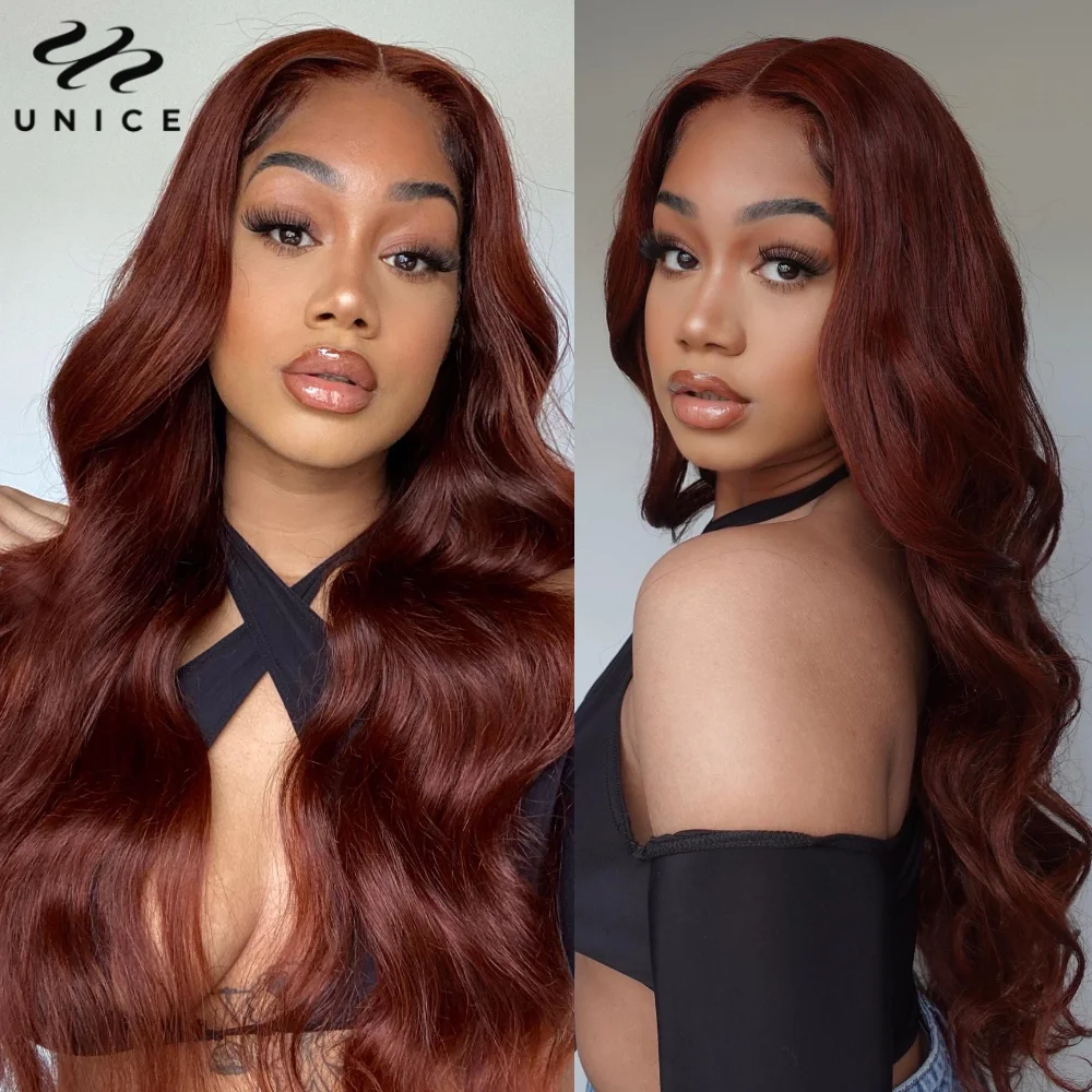 Unice Hair 33B Reddish Brown Body Wave Human Hair Bundles 1/3/4 PCS Deal 100% Human Hair Sew In Weaves Pre Colored Hair Bundles