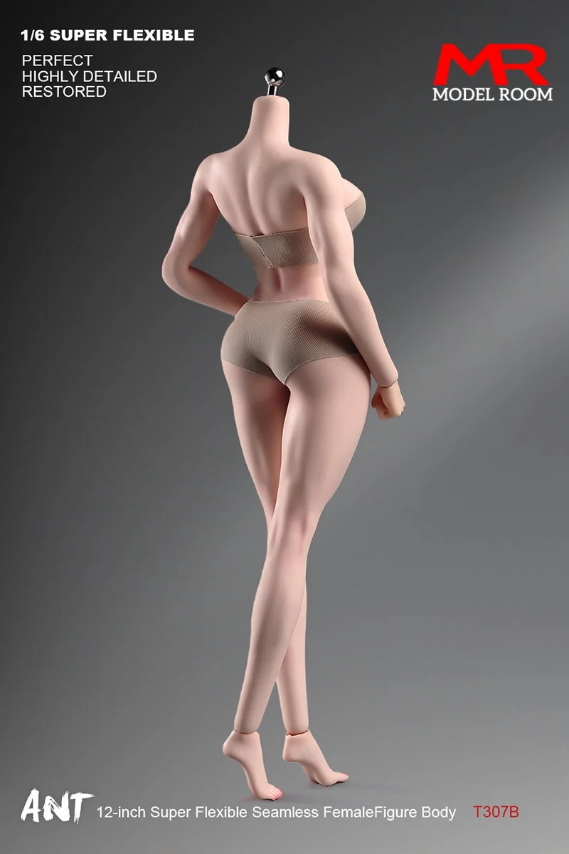 النمل T307 1/6 مقياس أنثى رياضية سلس الجسم 12 ''الجندي ماكياج كبير الثدي عمل الشكل شاحب Suntan عادي مرنة دمية