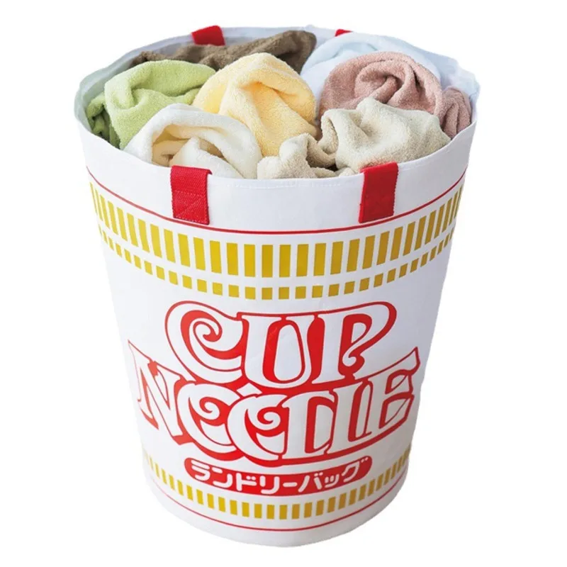 SUPER KINGSIZE CUP NOODLE Shape Decorations Handbags Large Capacity Inner Waterproof Coating Foldable Drawstring Storage Buckets