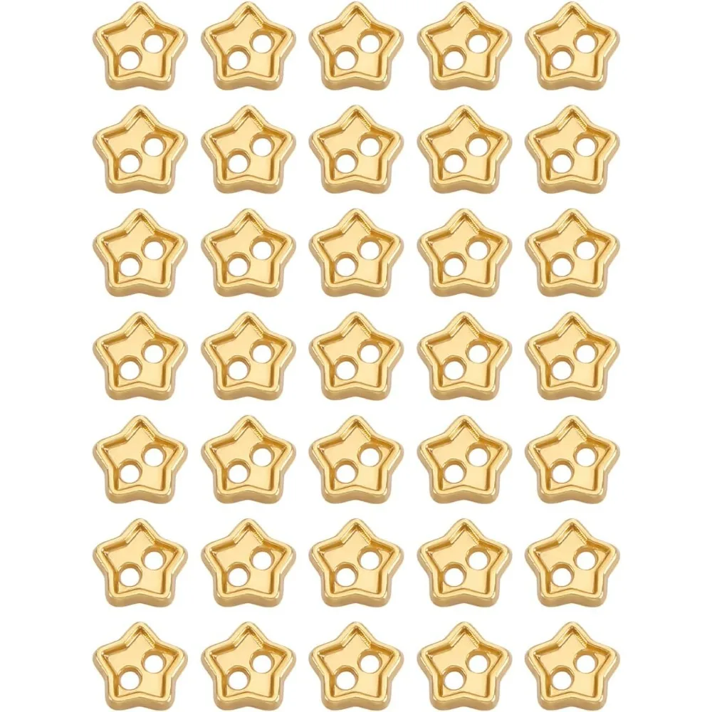 150Pcs Golden Mini Star Buttons 4x4.5x1mm DIY Clothes Sewing Buttons 2-Hole Alloy Star Buttons with 0.7mm Hole for Clothing DIY