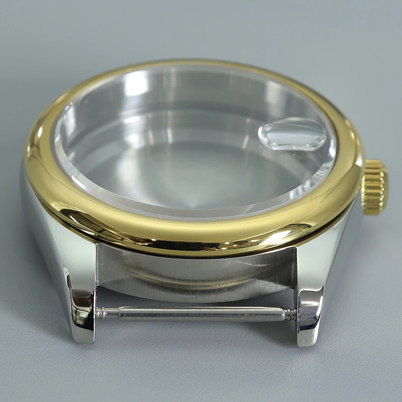 Silver And Gold 36mm 40mm Round Edge Watche Case Sapphire Parts Fit Seiko nh35 nh34 nh36 nh38 Miyota 8215 Movement 28.5mm Dial