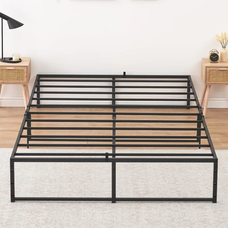 Queen Size Bed Frame Platform, 14 inch Metal Queen Bed Mattress Frame with 3 in 1 Steel Support, No Box