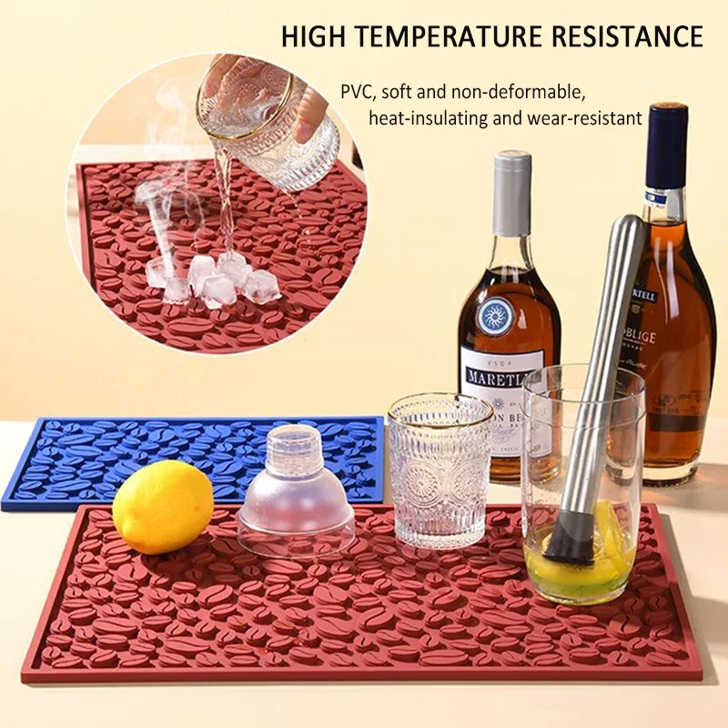 Thickened Bar Mat Heat-resistant Anti-slip Tableware Draining Mat Kitchen Coffee Shop Bar Restaurant Countertop Anti-spill Pad