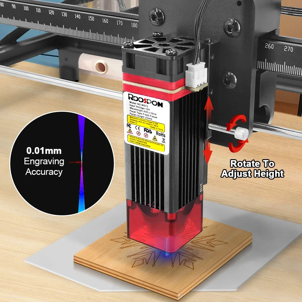 Grabador láser portátil, enrutador de madera de potencia óptica de 7W / 2,5 W, fresadora CNC de grabado, impresora cortadora DIY para carpintería