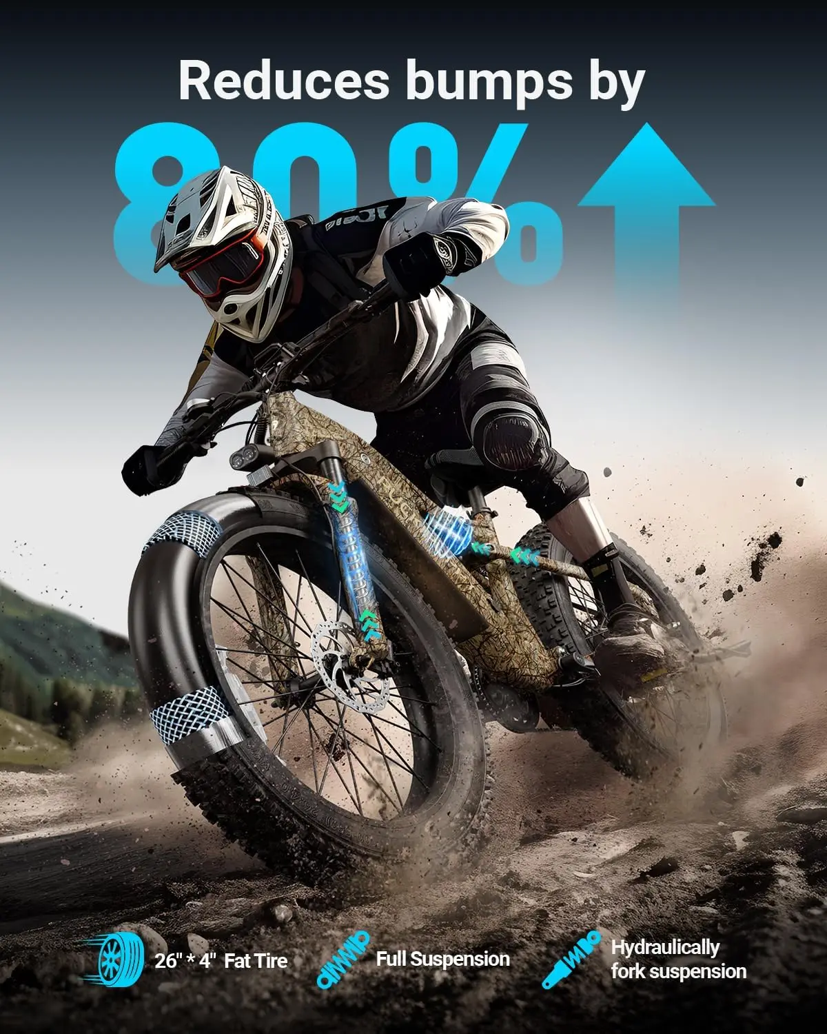 دراجة كهربائية للبالغين 1350 وات، دراجة جبلية كهربائية ببطارية 48 فولت 20 أمبير في الساعة، دراجة جبلية كهربائية بإطارات سميكة مقاس 26 بوصة، نطاق 80 ميلًا