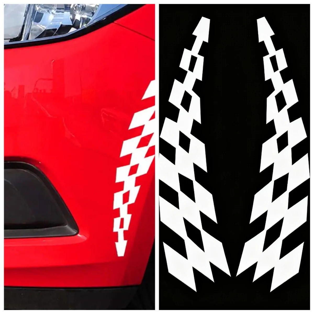 

Car Decals Wheel Eyebrow Checkered Flags Safety Reflector Vinyl Stickers Prevention Decor