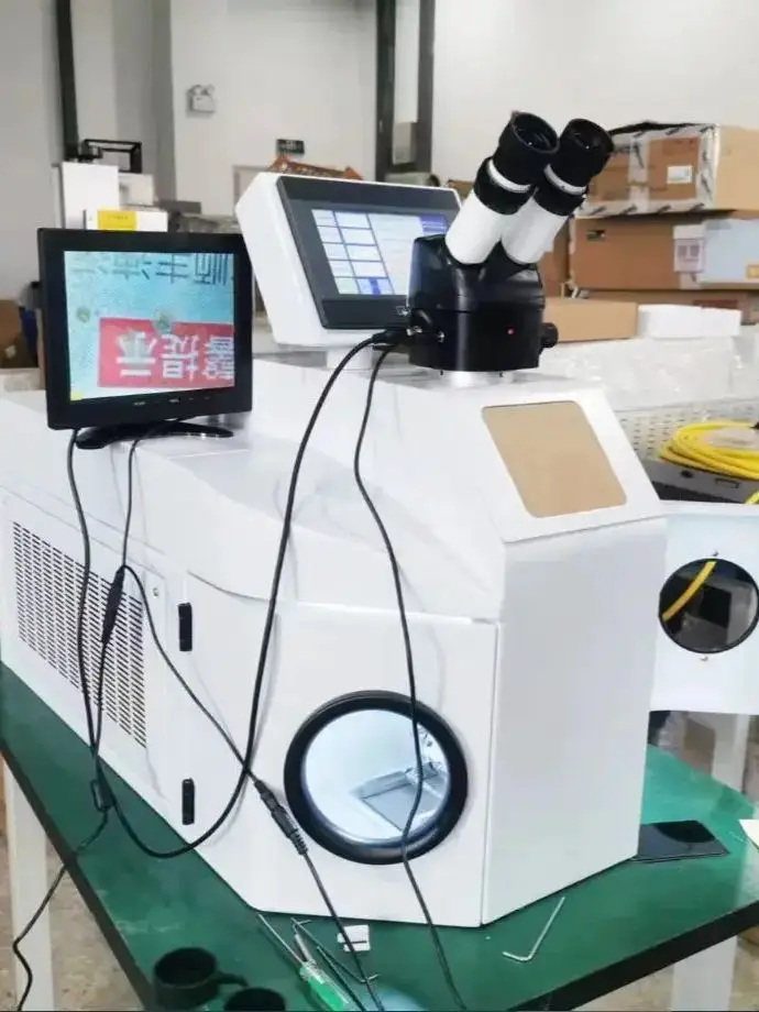 300W 150J YAG Jewelry Laser Spot Welding Machine Micro Soldering for Gold Silver Chain Ring With HD CCD Microscop Air Cooling