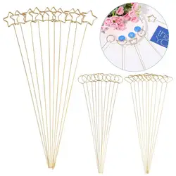 10PCS 34cm Card Holder Stick Golden Color Flower Bouquet Cake Card Stick Clips Wrapping Supplies
