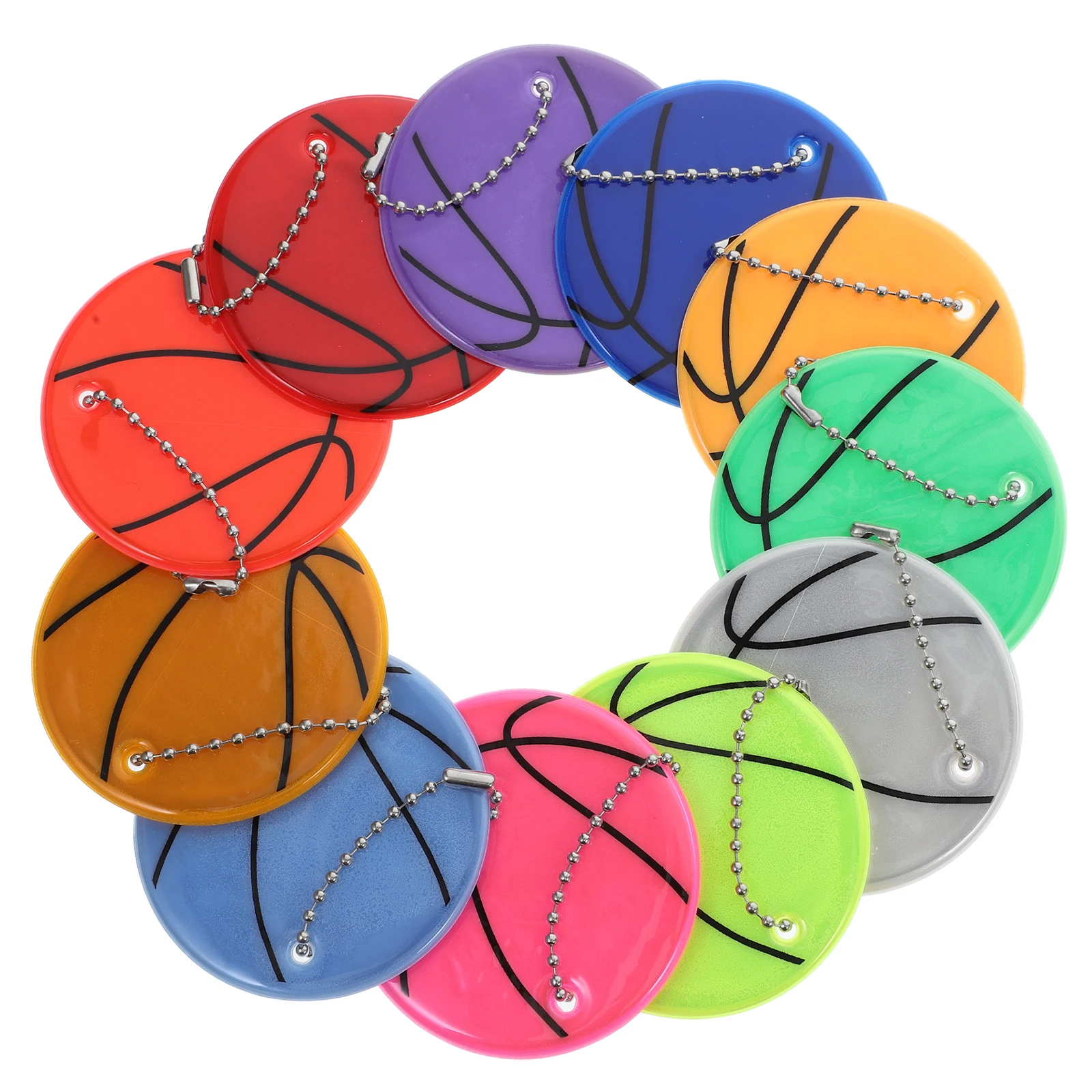 

11 Pcs Basketball Reflective Pendant Backpack Safety Tags Adorable Fluorescent Keychains