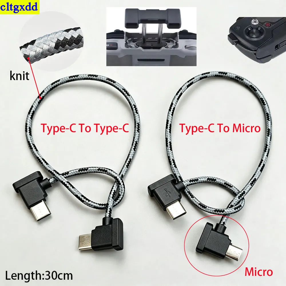 Cltgxdd 1piece FOR DJI YUMAVIC3/MINI2/AIR2 Remote Control Braided Adapter Cable for Mini Tablet PC Connection Type-C Micro Data