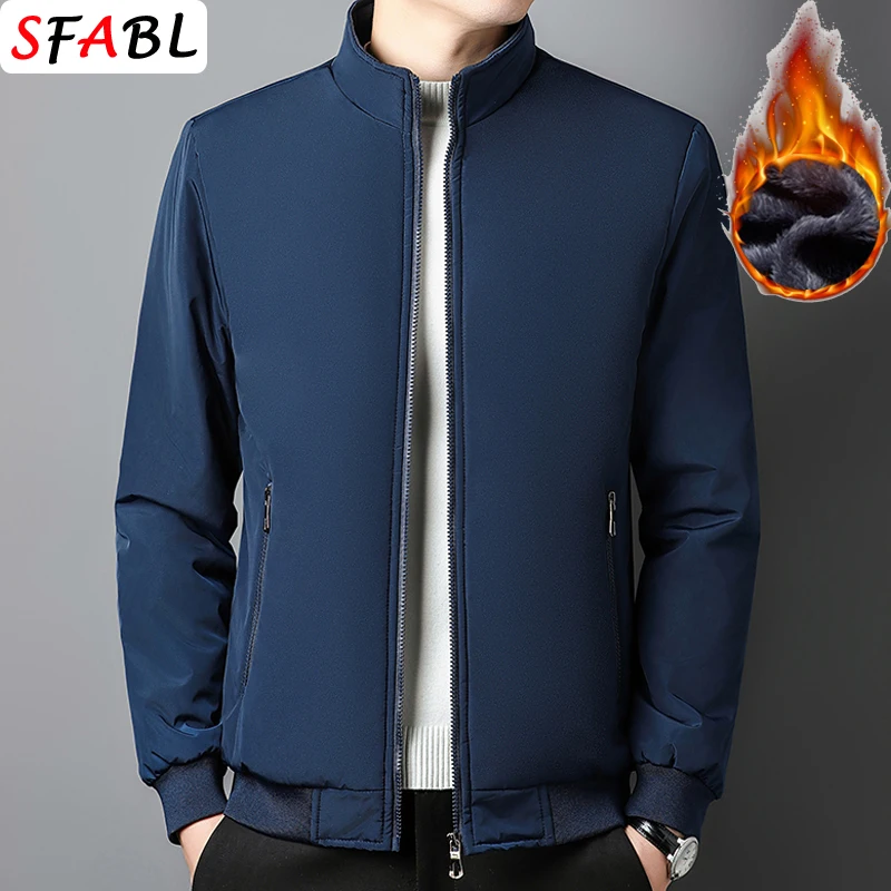 New Vintage Thermal Men\'s Winter Jacket Fleece Lining Parkas Men Autumn Winter Outerwear Solid Color Fashion Men\'s Winter Coats
