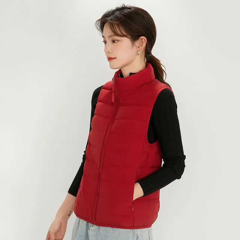 Leggero ripiegabile 90% piumino d'anatra bianco da donna giacca senza maniche imbottita 2025 nuova donna primaverile leggera ultra