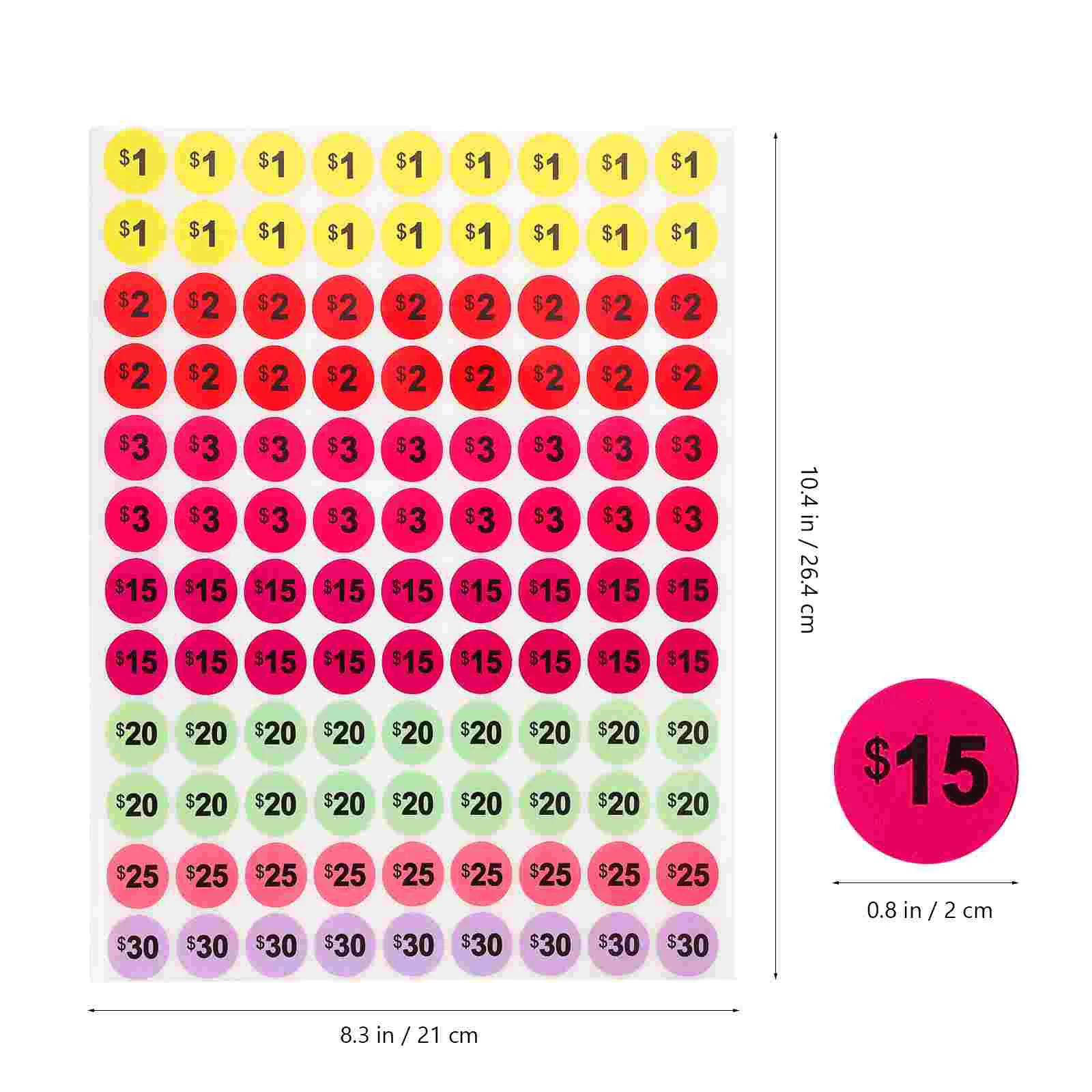 10 Blatt Einkaufszentrum, Supermarkt, Dollar-Preisschild-Aufkleber, selbstklebende Verkaufsaufkleber für die Preis von Etikettenpapier für kleine Unternehmen