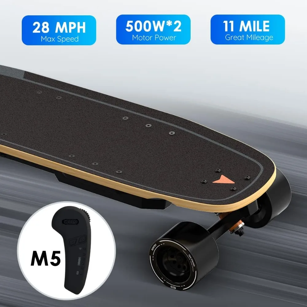 Elektrisches Skateboard mit entferntem Ahorn kreuzer für Erwachsene und Jugendliche 11 Meilen Reichweite Griff band Skateboard Deck 28 Meilen pro Stunde Höchst geschwindigkeit