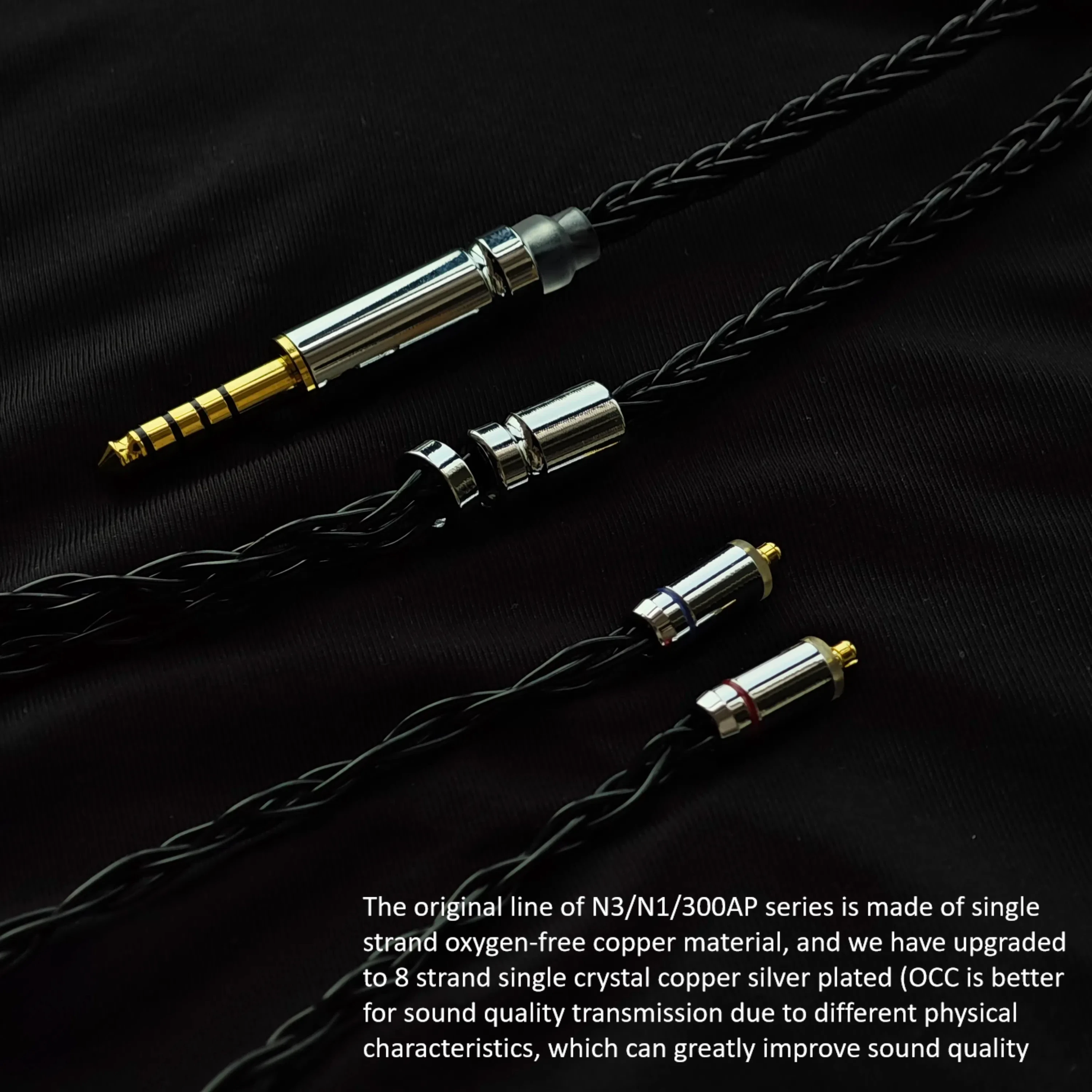 N3AP, Z5, N1AP, XBA-300AP, N3BP Upgrade Cable, 3.5mm with Mic, Balanced 4.4mm, 8-Core, 1.2m